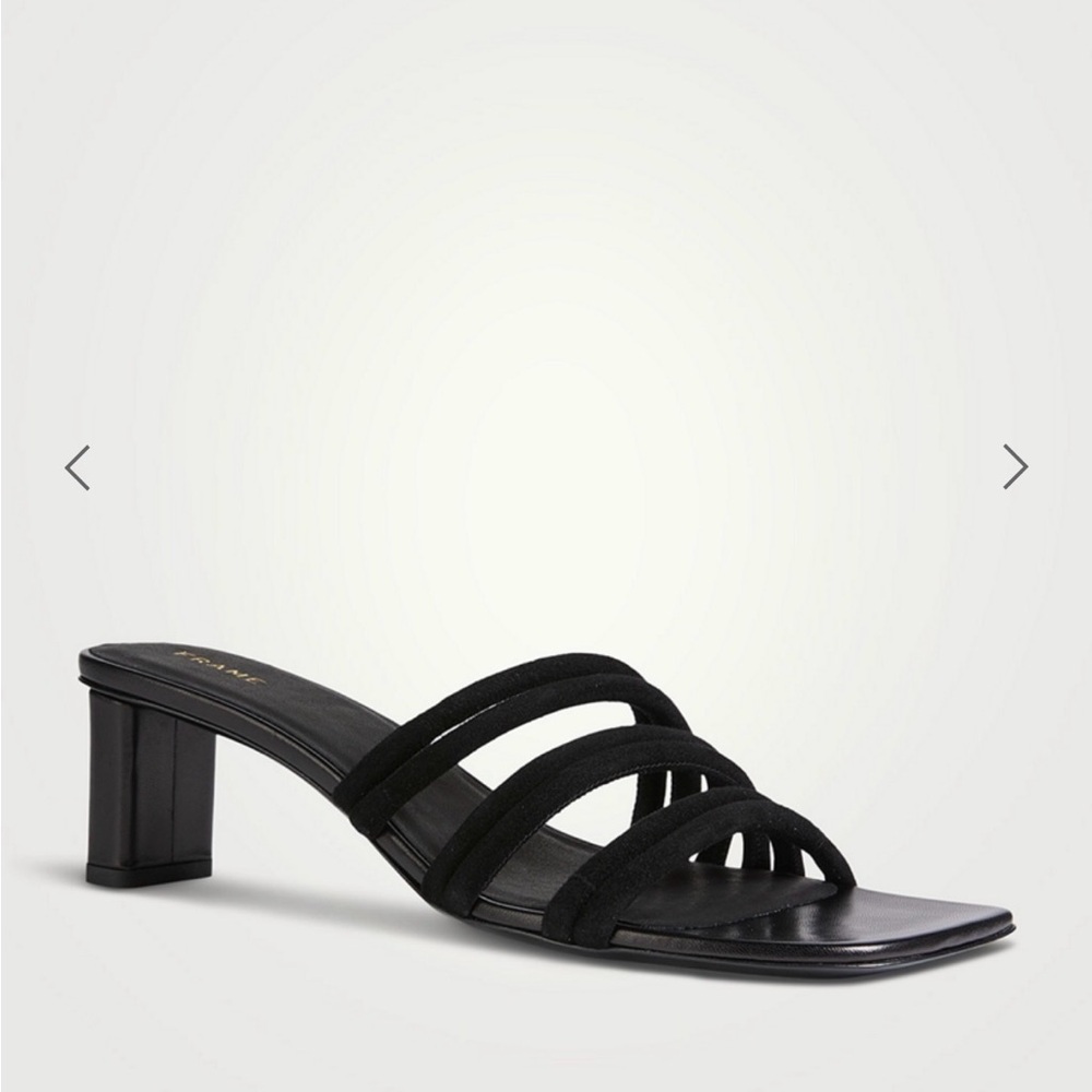 Frame Denim Black Ruched Strap Mule Sandals